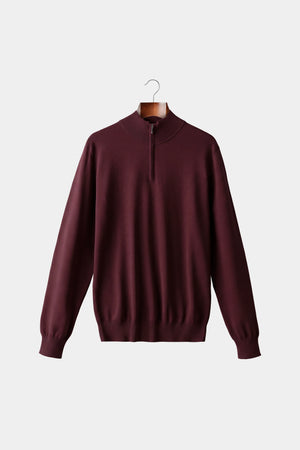 Burgundowy sweter ze stójką na suwak