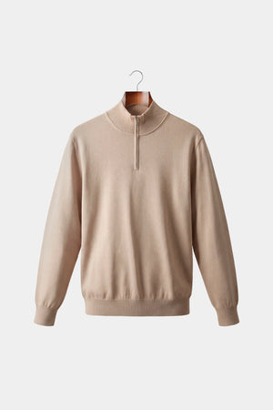 Beżowy sweter ze stójką na suwak