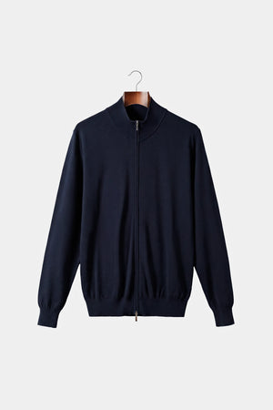 Cienki granatowy sweter na suwak